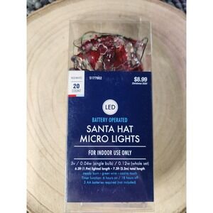 2019 CHRISTMAS/HOLIDAY/SEASONAL Santa Hat MINI STRING‎ Lights LED~NEW